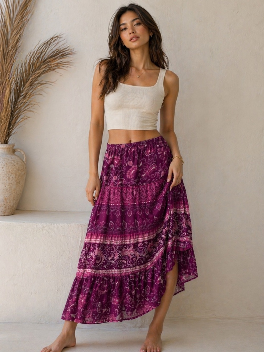 JM Collection Paisley Skirt – Size 12 | Boho Flowy